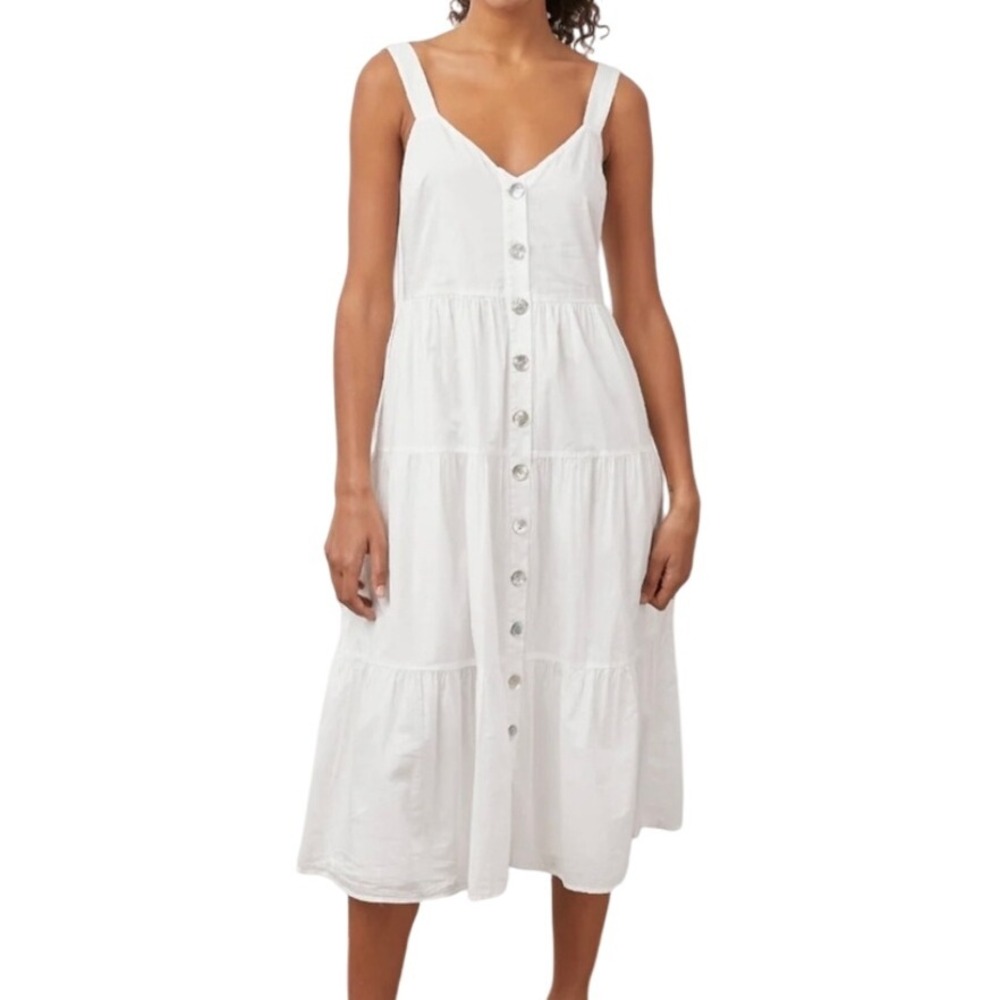 Rails Violet White Cotton Button Front Midi Dress SleevelessSize‎ Medium